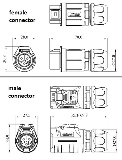 5 aderige connector snelkoppeling IP67 waterdicht 3 aderige kabel 0,5mm2 tot 4,0 mm2 Buitendiameter kabel 5 tot 13 mm